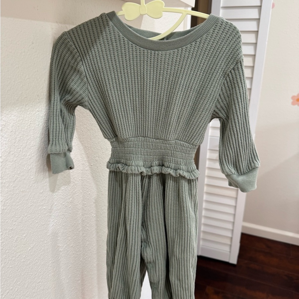 Habitual Light Sage Ribbed Knit Baby Romper